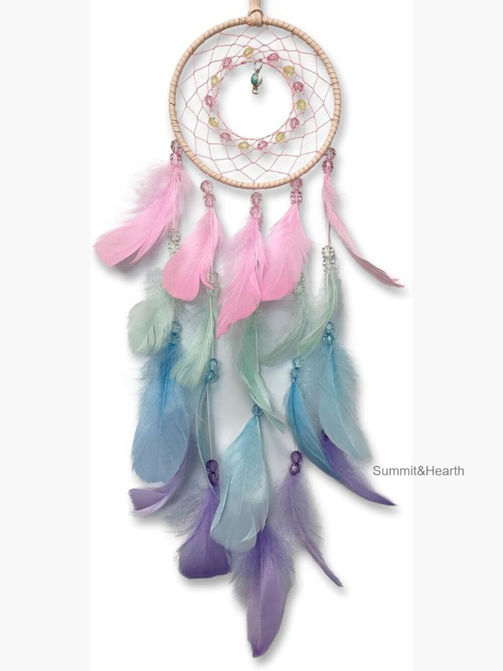 Handmade Dream Catcher Wall Hanging with Feathers, Nursery Decor Gift